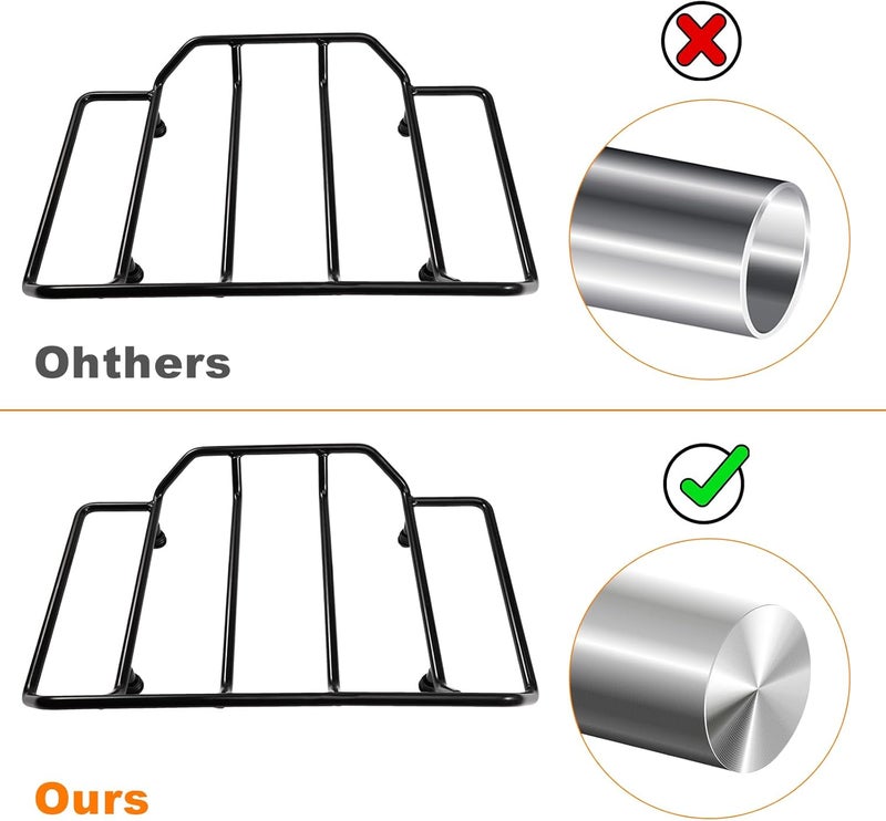 Eumti Motorcycles Air Wing Black Luggage Rack Carrier Trunk Top Rack Rail Mount Compatible with Harley Touring CVO Street Glide Electra Glide Road Glide Road King Ultra Limited 1984-2025 - Image 4